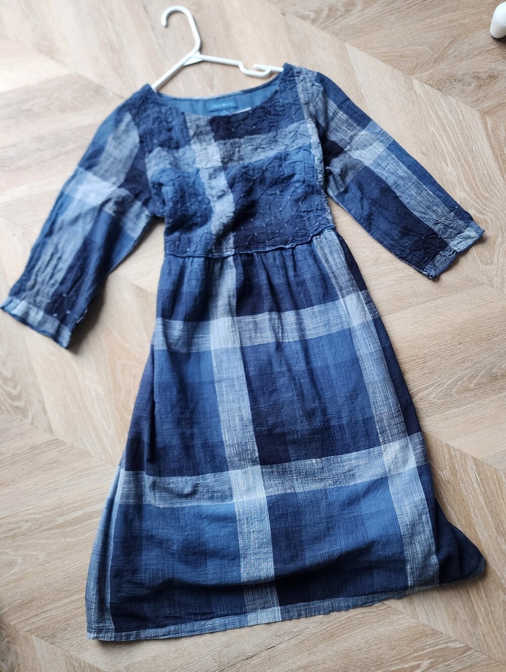 April Cornell Blue Plaid Maxi Dress